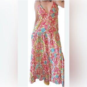 House Of Harlow 1960 Floral Multicolor Women's Open Back Flowy Maxi Dress Size M